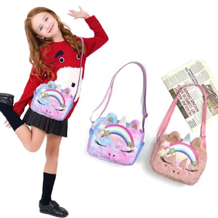 Moteriktig Unicorn Kreativ Plysj Crossbody Plysj Crossbody Jenter Casual Søt Småbarn Clutch
