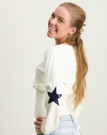 RYVLS Boatneck Knit Star Sweater Cremefarvet Trøjer Pige - Kids Brand Store