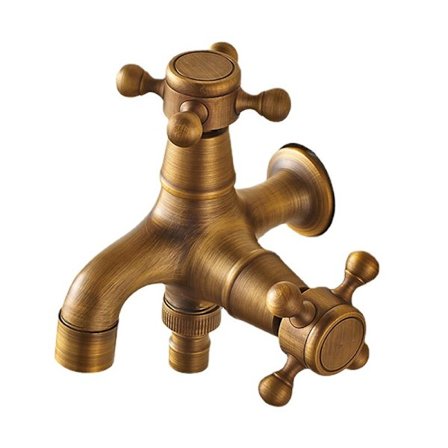 Dubbel dränerande trädgårdskran i antik stil, dubbel kulventil