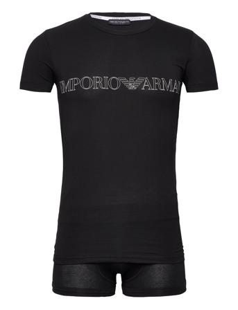Mens Knit T-Shirt+Trunk Pyjamas Svart Emporio Armani*Betinget Tilbud
