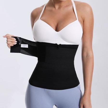 Waist trainer för kvinnor Snatch Me Up Justerbar bandagelinda ländrygg midjestöd Magkontroll med dragkedja Bälte Midjelindning, svart