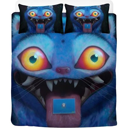 Anime Demon Hunters sängkläder 135 x 200, barn flickor enkelt påslakan örngott 80 x 80 dragkedja (a, v, 200 x 200 cm + 80 x 80 cm)