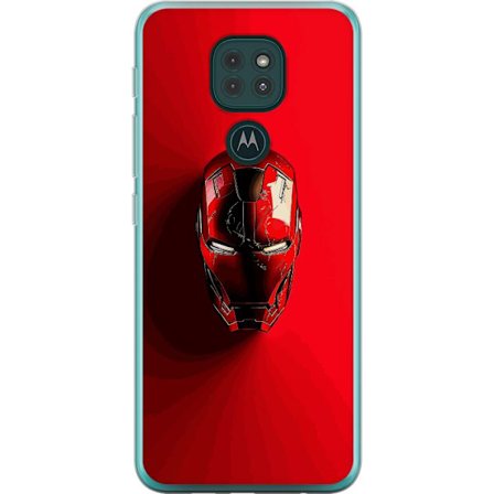 Kompatibel Mobilcover til Motorola Moto G9 Play Marvel Iron Man maske plakat Avengers Tony Stark rød hjelm superhero retro tegneserie fanart design ku
