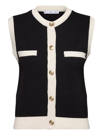 Knitted Waistcoat With Contrast Piping Black Mango