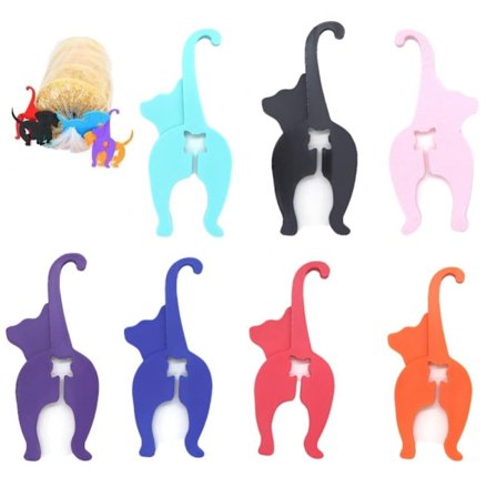 Colorful Cat Shaped Bread Clips - Reusable Easy to Use Food Bag Sealers for Various Bags