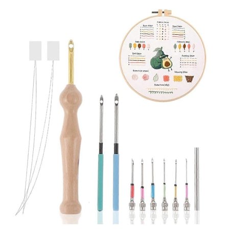12 stk. Punch Needle Kit, Nåle Punch Justerbart Punch Needle Værktøj
