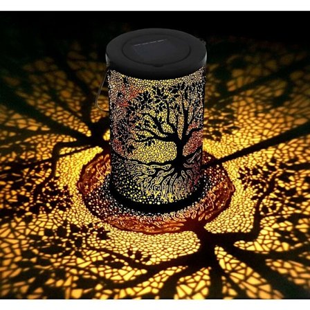 Udendørs Solcelle Lanterne til Haven, Dekorativ Udendørs Solcellelampe, Hængende/Stående, Vandtæt IP44, til Altan, Have (Træ) [Energiklasse A+]