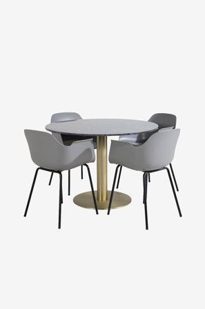 Venture Home - Matgrupp Estelle med 4st matstolar Comfort - Svart - Matgrupper - Från Homeroom