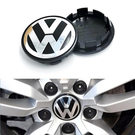 4-pakning - Volkswagen VW Senterdeksler / Nav Emblem - Bil Sølv