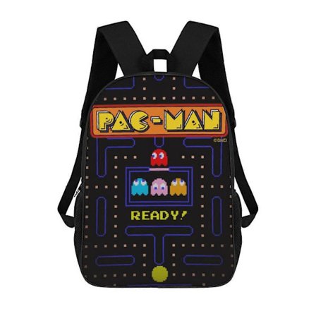 g1265 Pac-Man Ryggsäck Stor Kapacitet Laptopväska Lättvikt Justerbara Remmar Casual Stor Kapacitet vbv1265 [DB]