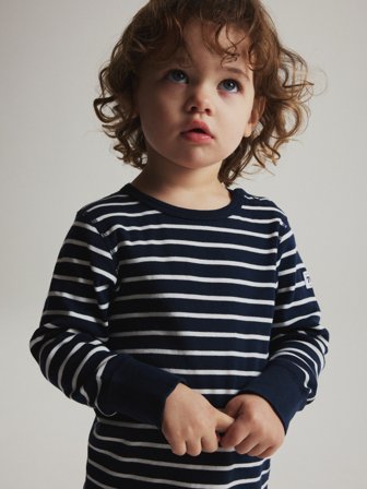 Polarn O. Pyret - Striped long-sleeved top - 116 - Childrenswear - blue