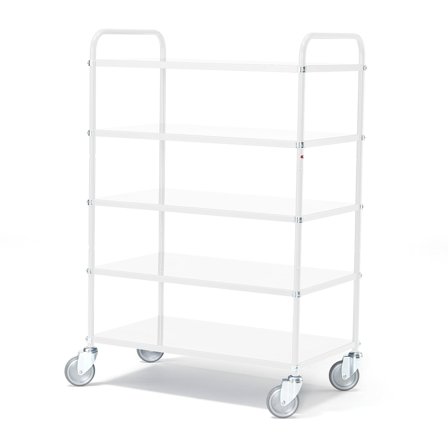 Regalwagen SHUTTLE mit 5 Böden, 950 x 550 x 1440 mm, 250 TK, weiß