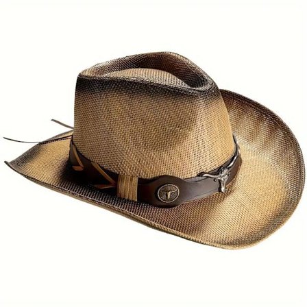 Vintage Halm Cowboy Hat Stilfuld Åndbar Bredskygget Jazz Cowgirl Hatte Unisex Til Kvinder Mænd