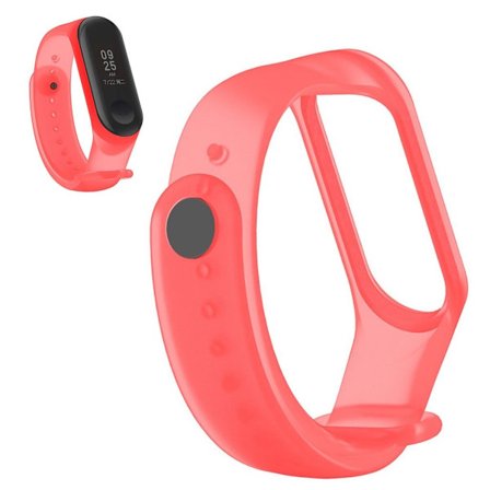 Xiaomi Mi Smart Band 6 / Band 5 gennemsigtig silikone urrem - Gennemsigtig Rød