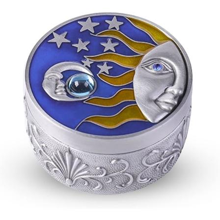 Små skrin, måne og stjerner vintage smykkeskrin med lokk personlig dekorativ tinn oppbevaringsboks ornament rund gaveeske for ring halskjeder Tin 