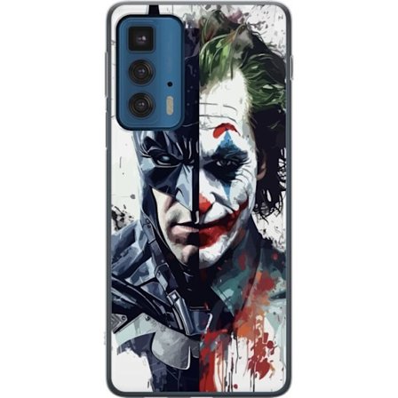 Kompatibelt Mobilskal till Motorola Motorola Edge 20 Pro Delat porträtt av Batman och Joker i dramatisk illustration, ikoniskt superhjältemotiv med