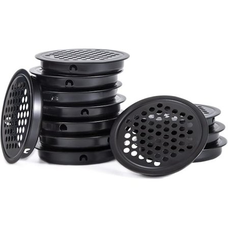 Svart Rund Luftventil Grill Rustfritt Stål Ventilasjonshull 53mm kompatibel med Skap Kjøkken Soverom Kontor 12 stk