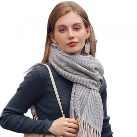 Naisten Suuri Pehmeä Käsintuntuiset Käsittely Pashmina Huivi Huivit Kevyt Huivi (Harmaa)