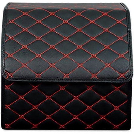 Bagagerums Organizer Foldbar Bil Bagagerum Opbevaringsboks Vandtæt PU Bil Bagagerums Opbevaring til Bil/SUV/Lastbil/Auto (Sort Rød-S)