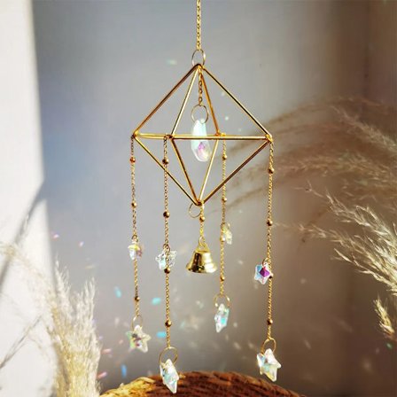 Crystal Suncatcher Rainbow Light Catcher Window Garden Decoration Moon Sun Catcher Crystal Wind Chime Hanging Suncatcher Prism