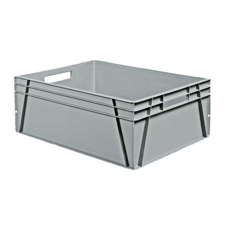 Schoeller Allibert Euroback 6491 Transportlåda grå, med handtagshål 800x600x300 mm, Förvaring