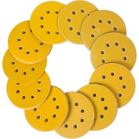 125 mm sandpapir slibeskiver, 110 slibeskiver slibepuder runde 8 huller korn 60/80/100/120/150/180/240/320/400/600/800 til slibning polering