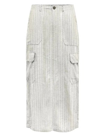 Onlmalfy-Caro Linen Long Skirt Pnt White ONLY