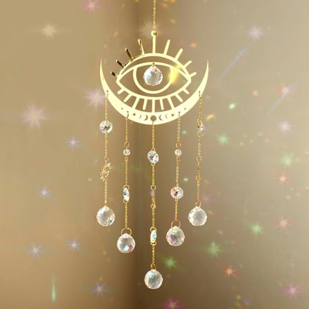 Ondt Øje Haveornament med Stor Prismekrystalkugle til Udendørs Beskyttelse