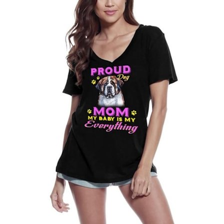 T-shirt med v-ringad dam Pride Day - Mamma till en St Bernard Dog - My Baby is Everything to Me - Proud Day - St Bernard Dog Mamma