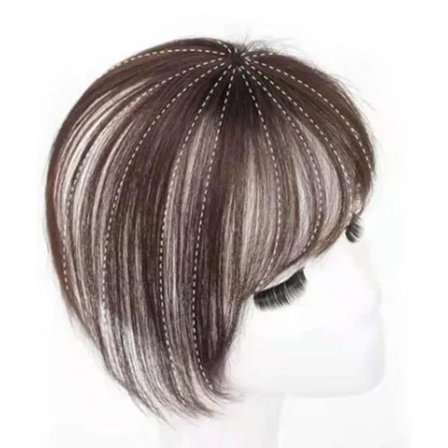 Naturlig Pandehår Hårstykke, Clip-in Hårforlængelser med Remy Hår og 100% Ægte Hår, Livagtig Forfinelse af Ansigtskonturer, Skjult[YD]