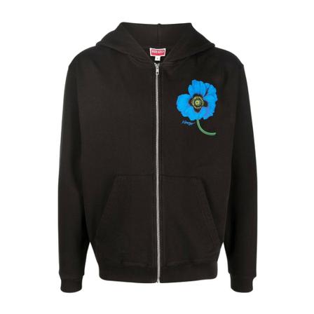 Kenzo, Poppy Zipped Hoodie Czarny, Mężczyzna, Rozmiar: L