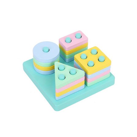 Tretre leker førskolebarn form farge dom hjelpe til å gjenkjenne geometri leker 1 2 3 år gammel gutt jente solid(B)