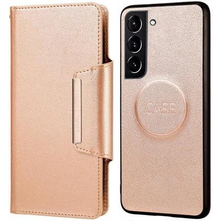 Samsung Galaxy S21 Fe Dolizma 2 I 1 Magnet Plånboksfodral - Guld Guld