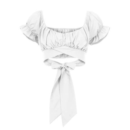 Lantern Kortärmad V-ringad Crop Top Xl