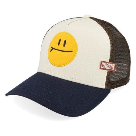 Coastal - Vit trucker Keps - Hft Surf & Smile Khaki/Marine A-Frame Trucker @ Hatstore