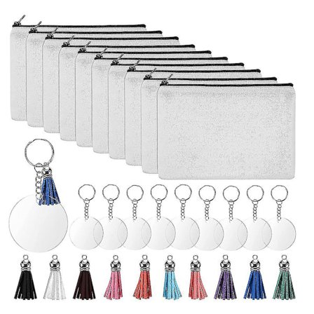 10 st sublimering blanka påsar DIY värmeöverföring sminkväskor strykjärn på överföring blixtlås duk penna