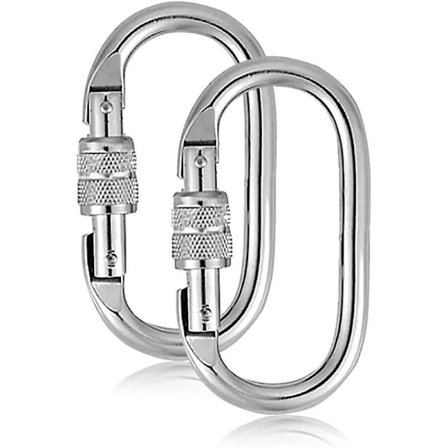 2 stk 25KN rustfritt stål O-formet klatrekarabiner med spenning