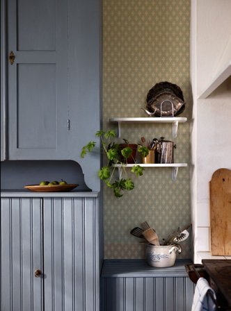 Duro Tapet, Lillstugan 541-03 Gammalsvenska Papper, L, Grön, Färg & tapeter