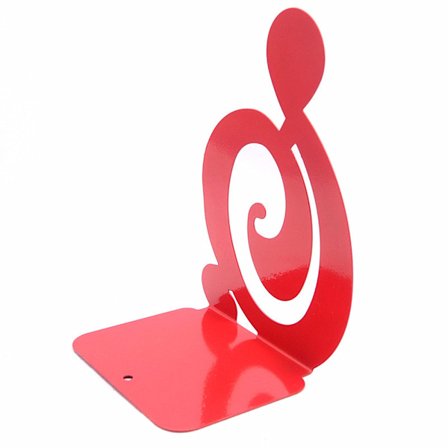 Bokhylla i solid metall med musiktema röd