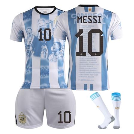2023-2024 Argentina VM-mesterskapsminneutgave Fotballdraktsett med sokker - Nr. 10 MESSI (svart) #XL No.10 MESSI(black) #XL
