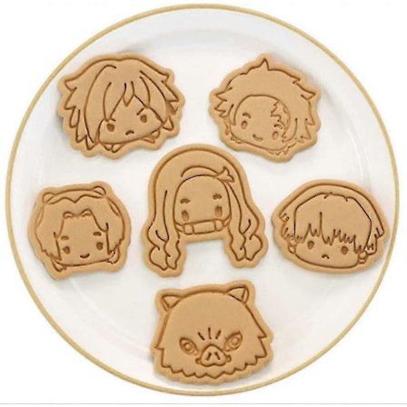 3D Anime Kageform, 6 stk. Kage Stempel og Udskærer Køkkenværktøj Fest Kageform