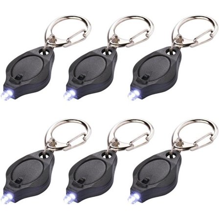 Mini LED Lommelygte Nøglering Ultralyse Nøgleringslygte med Krog (Sort) Hvidt lys