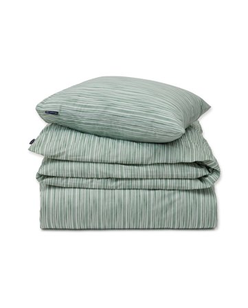 Lexington Green/White Striped Cotton Poplin Bed Set