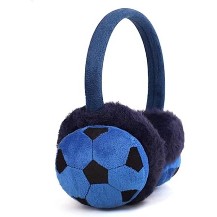 Tykke og varme børneører - blå, tredimensionel fodbold VM, ørevarmere til kolde drenge