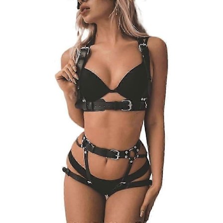 Dame Kroppssele Naglebelte Undertøy Strømpebånd Lær Goth Festival Rave Antrekk