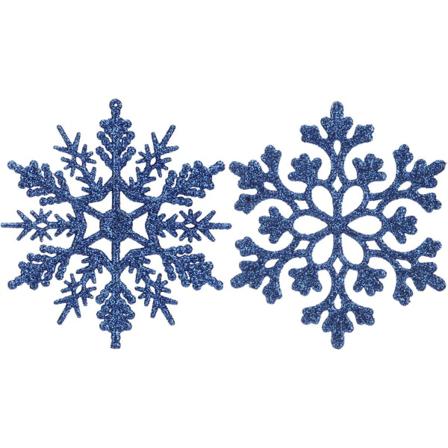 Julsnöflingor I Plast, 4-tum, Set Med 36, Blå