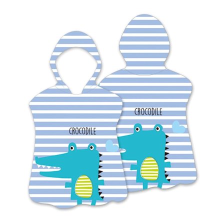 Huva Cape Badhandduk Badrock Poncho, 60x60cm - Stripe / Crocodile