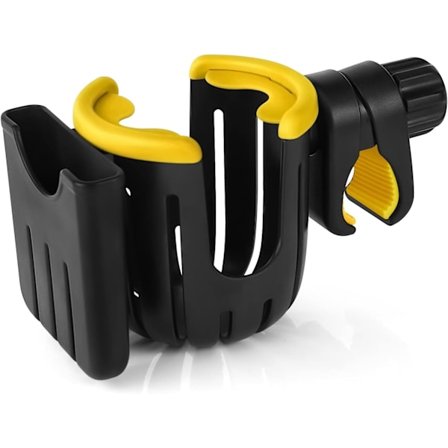 Kopholder med Telefonholder 2 i 1 Universal Kop- og Telefonholder til Klapvogn Rollator Kørestol Sort Gul