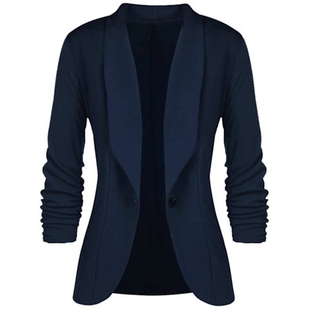 Blazer med Jerseykrage, Langermet, Slim Fit, Damemote, Kort Blazer XXL