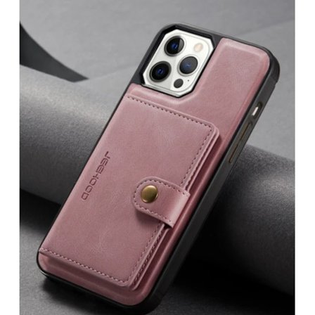 JEEHOOD RFID-plånbok – 3-i-1 skydd & stativiphone 13pro max |rosa